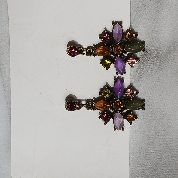 Vintage Multicolored Stone Dangle Earrings - Picture 2 of 4